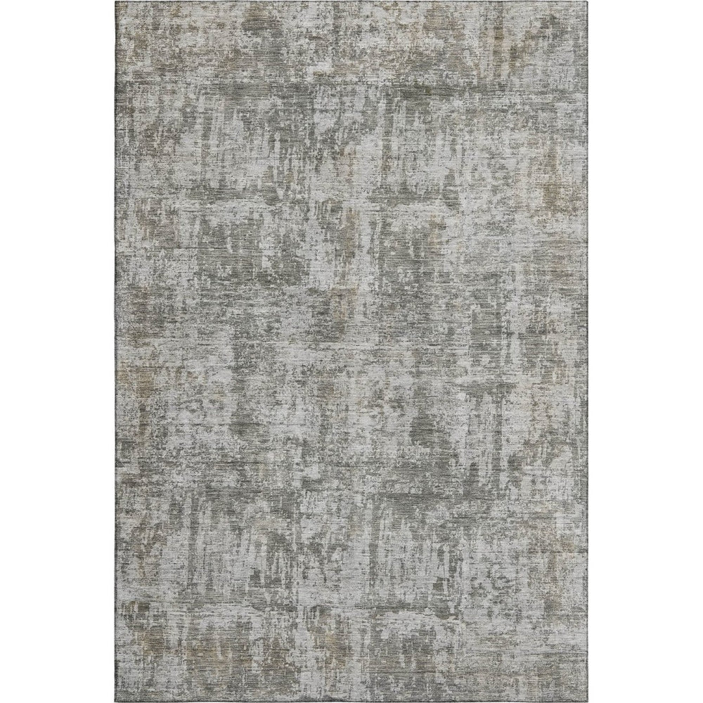 HomeRoots 9' X 12' Abstract Area Rug in Pewter & Beige - Washable, UV Protected, Perfect for High-Traffic Homes! 695287