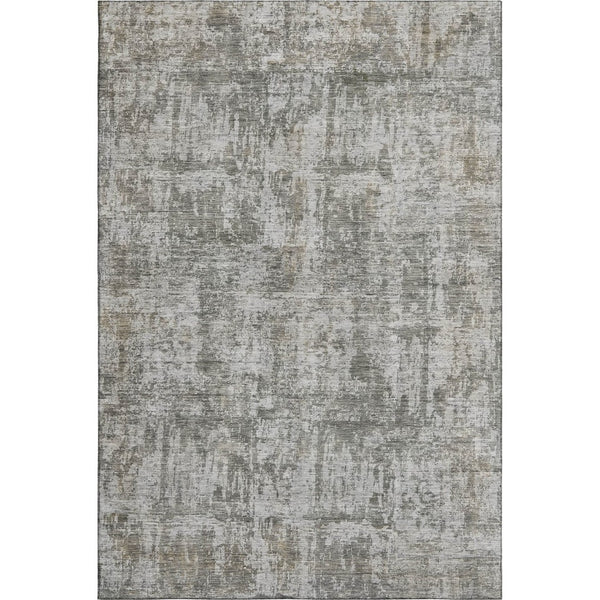 HomeRoots 9' X 12' Abstract Area Rug in Pewter & Beige - Washable, UV Protected, Perfect for High-Traffic Homes! 695287