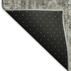 HomeRoots 9' X 12' Abstract Area Rug in Pewter & Beige - Washable, UV Protected, Perfect for High-Traffic Homes! 695287