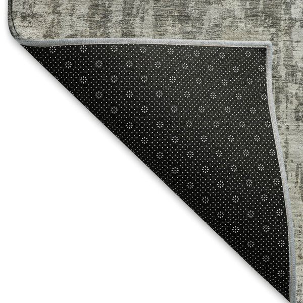 HomeRoots 9' X 12' Abstract Area Rug in Pewter & Beige - Washable, UV Protected, Perfect for High-Traffic Homes! 695287