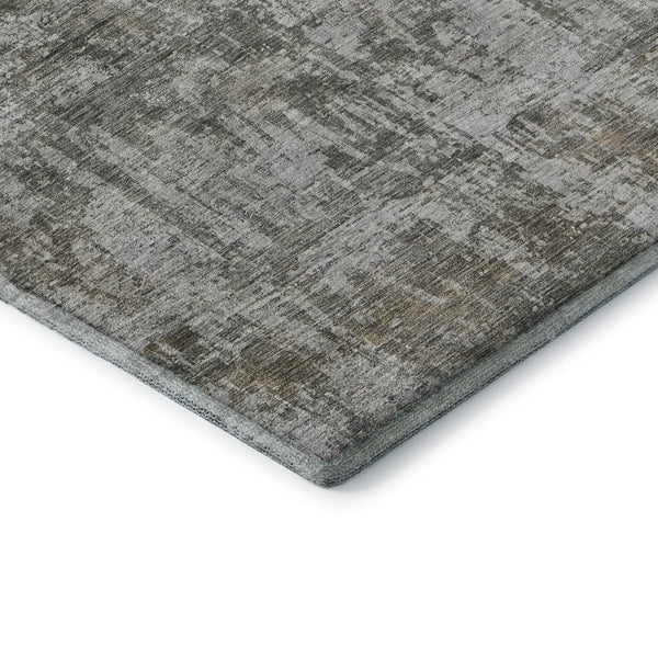 HomeRoots 9' X 12' Abstract Area Rug in Pewter & Beige - Washable, UV Protected, Perfect for High-Traffic Homes! 695287