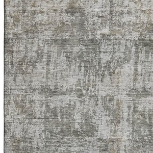 HomeRoots 9' X 12' Abstract Area Rug in Pewter & Beige - Washable, UV Protected, Perfect for High-Traffic Homes! 695287