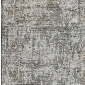 HomeRoots 10' X 14' Modern Pewter and Beige Abstract Area Rug - Washable, UV-Protected, and Pet-Friendly Design 695288