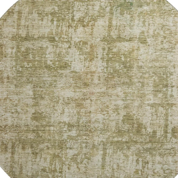 HomeRoots 8' Washable Round Rug in Taupe & Beige - UV Protected, Stain-Resistant, Modern Abstract Design 695291