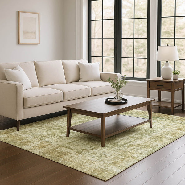 HomeRoots 8' X 10' Stylish Taupe and Beige Abstract Area Rug - Washable, UV-Protected, Non-Slip, Durable Design 695292