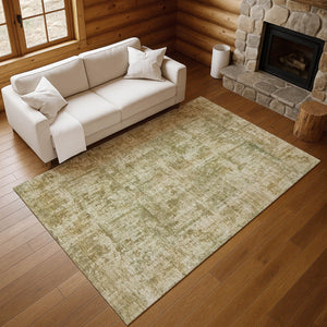 HomeRoots 8' X 10' Stylish Taupe and Beige Abstract Area Rug - Washable, UV-Protected, Non-Slip, Durable Design 695292