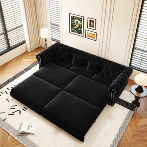 English Elm Chesterfield 3-In-1 Convertible Sofa Bed - Luxurious Velvet Tufted Design, Chaise & Ottoman Included W1885S00174