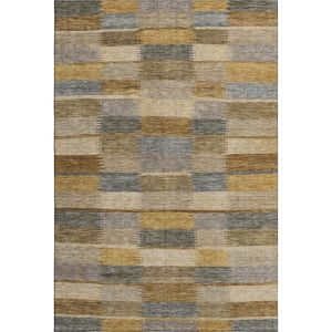 HomeRoots 5' X 8' Striped Washable Area Rug in Brown, Beige, and Gray - UV Protected, Non-Slip, Durable Design 695308