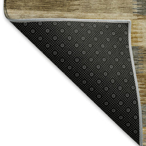 HomeRoots 5' X 8' Striped Washable Area Rug in Brown, Beige, and Gray - UV Protected, Non-Slip, Durable Design 695308