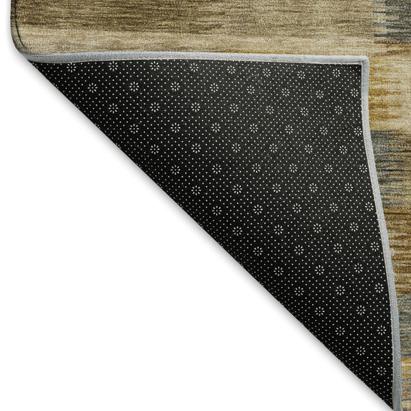 HomeRoots 5' X 8' Striped Washable Area Rug in Brown, Beige, and Gray - UV Protected, Non-Slip, Durable Design 695308