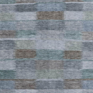 HomeRoots 5' Blue Teal & Brown Striped Washable Area Rug - UV Protected, Stain Resistant, Perfect for Families! 695314