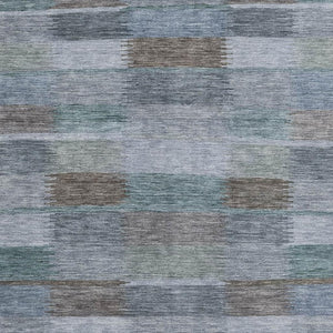 HomeRoots 10' Blue Teal & Brown Striped Washable Area Rug - Durable, UV-Protected & Stain-Resistant Design! 695318