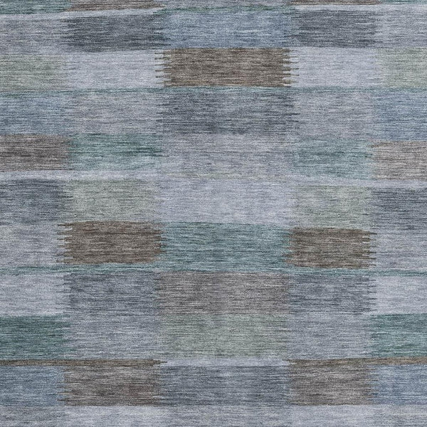 HomeRoots 10' Blue Teal & Brown Striped Washable Area Rug - Durable, UV-Protected & Stain-Resistant Design! 695318