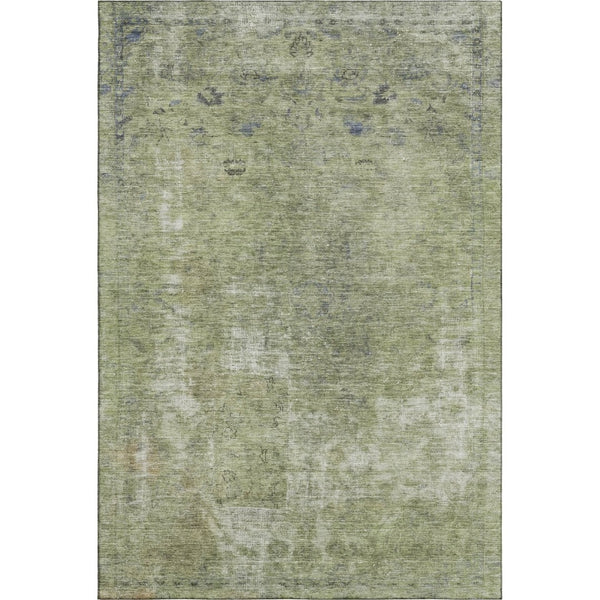 HomeRoots 5' X 8' Artichoke Green & Gray Abstract Washable Area Rug with UV Protection for Busy Homes 695326