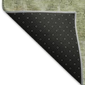 HomeRoots 5' X 8' Artichoke Green & Gray Abstract Washable Area Rug with UV Protection for Busy Homes 695326