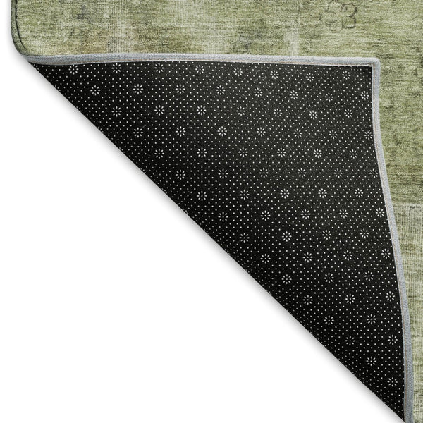 HomeRoots 5' X 8' Artichoke Green & Gray Abstract Washable Area Rug with UV Protection for Busy Homes 695326
