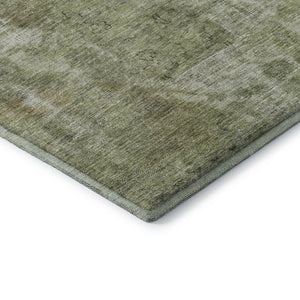 HomeRoots 5' X 8' Artichoke Green & Gray Abstract Washable Area Rug with UV Protection for Busy Homes 695326