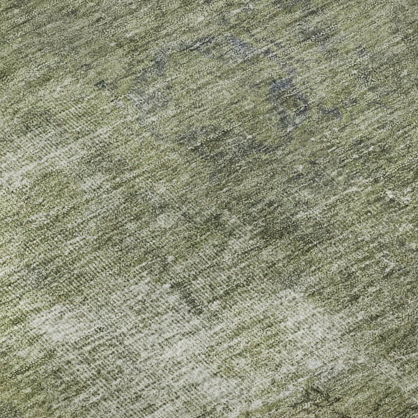 HomeRoots 5' X 8' Artichoke Green & Gray Abstract Washable Area Rug with UV Protection for Busy Homes 695326