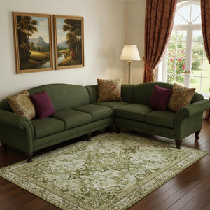 HomeRoots 10' X 14' Abstract Artichoke Green Gray & Silver Area Rug – Washable, UV-Protected & Stain-Resistant! 695330