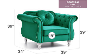 English Elm Charming Velvet Flared Arm Chair with Deep 22" Seat, Supportive Arms, Easy Assembly for Stylish Rooms Green 26 L x 33 W x 40 H B078112095