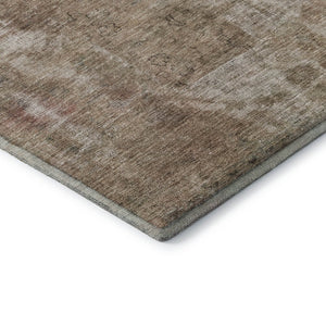 HomeRoots 8' Washable Round Rug in Beige, Gray & Khaki - UV Protected, Soft, Stylish, and Durable for Any Space 695333