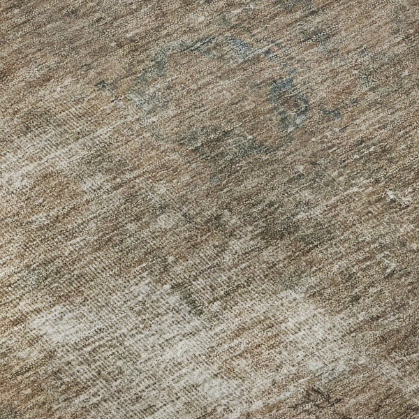 HomeRoots 8' Washable Round Rug in Beige, Gray & Khaki - UV Protected, Soft, Stylish, and Durable for Any Space 695333