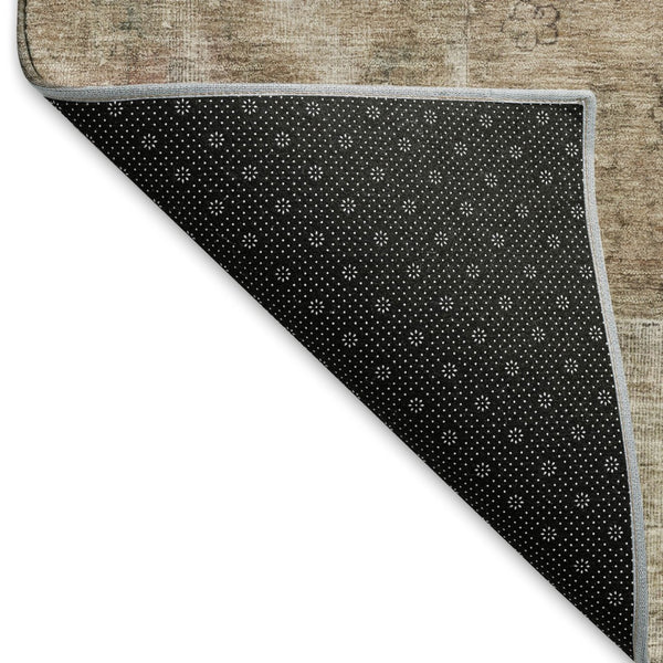 HomeRoots 8' X 10' Washable Beige Gray Khaki Abstract Area Rug with UV Protection for Modern Homes & Spaces 695334
