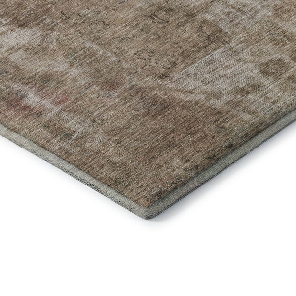 HomeRoots 8' X 10' Washable Beige Gray Khaki Abstract Area Rug with UV Protection for Modern Homes & Spaces 695334
