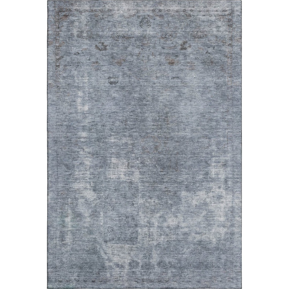 HomeRoots 5' X 8' Modern Blue and Gray Abstract Area Rug – Washable, UV Protected, Stain Resistant, Durable Design 695338