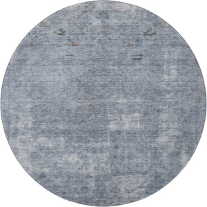 HomeRoots 8' Blue and Gray Abstract Round Rug - Washable, Stain Resistant, UV Protected for High-Traffic Homes 695339