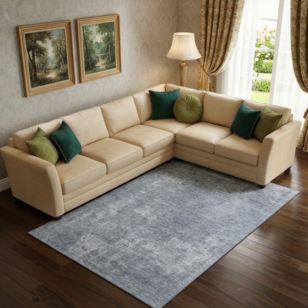 HomeRoots 9' X 12' Blue and Gray Abstract Area Rug with UV Protection, Stain Resistance, and Soft Comfort 695341