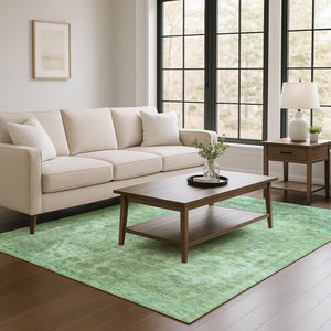 HomeRoots 5' X 8' Sage and Teal Abstract Area Rug - Washable, Stain Resistant with UV Protection for Any Space 695344