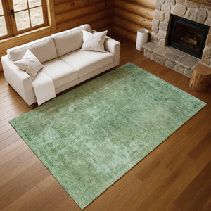 HomeRoots 5' X 8' Sage and Teal Abstract Area Rug - Washable, Stain Resistant with UV Protection for Any Space 695344