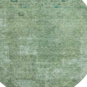 HomeRoots 8' Sage and Teal Abstract Round Rug - Washable, UV-Protected, Durable Design for High-Traffic Homes 695345