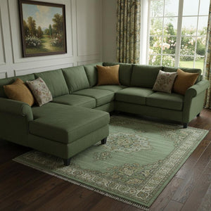 HomeRoots 8' X 10' Sage and Teal Abstract Area Rug - Washable, Stain-Resistant, UV Protected for Modern Homes 695346