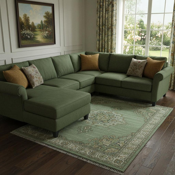 HomeRoots 8' X 10' Sage and Teal Abstract Area Rug - Washable, Stain-Resistant, UV Protected for Modern Homes 695346
