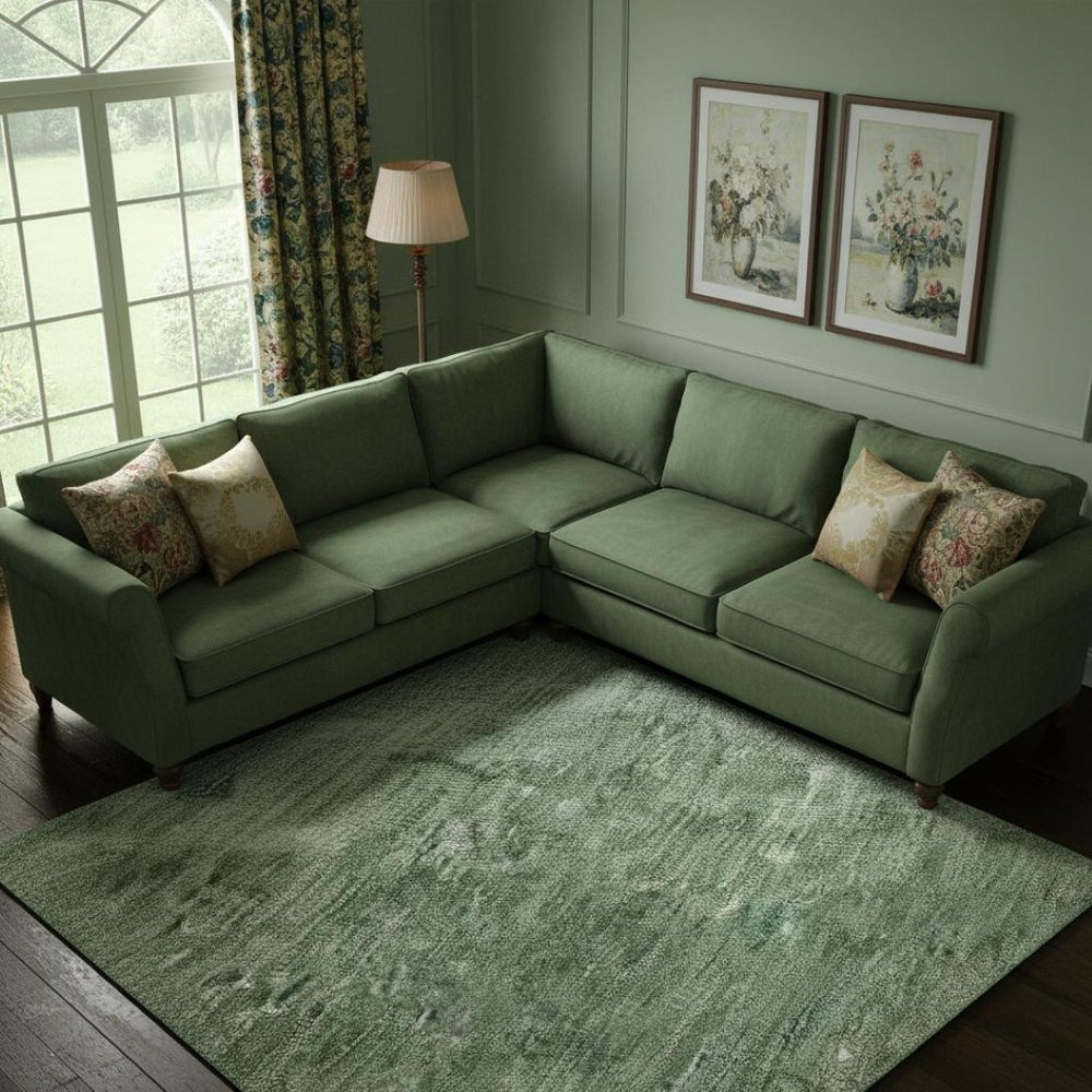 HomeRoots 9' X 12' Sage and Teal Abstract Area Rug - Durable, Washable, UV-Protected, Stylish Home Accent 695347