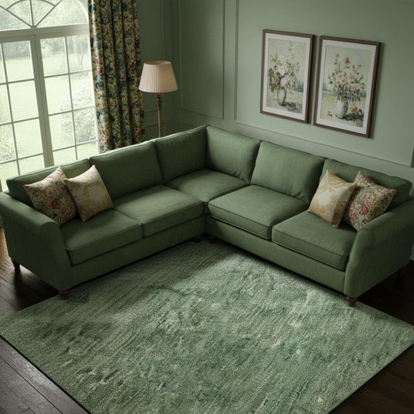 HomeRoots 9' X 12' Sage and Teal Abstract Area Rug - Durable, Washable, UV-Protected, Stylish Home Accent 695347