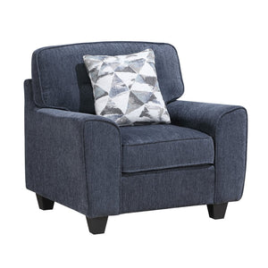 English Elm Contemporary Chenille 3 Piece Sofa Set with Pocket Coil Support and Reversible Cushions Blue B011S02477