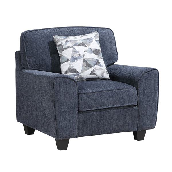 English Elm Contemporary Chenille 3 Piece Sofa Set with Pocket Coil Support and Reversible Cushions Blue B011S02477