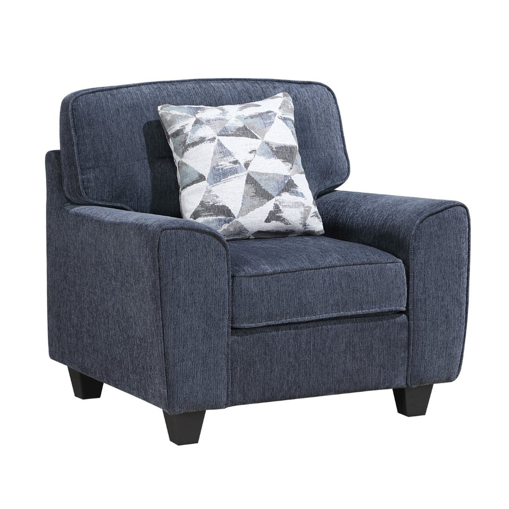 English Elm Durable Chenille Accent Chair with Pocket Coil Cushions and Plywood Frame for Living Rooms Blue B011P474323