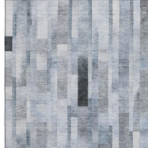 HomeRoots 5' X 8' Blue Ivory Gray Striped Area Rug - Washable, UV Protected, Family-Friendly Home Decor 695350