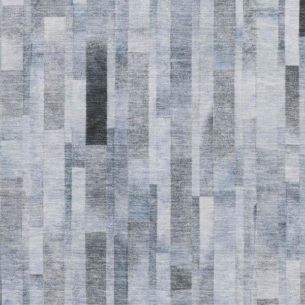 HomeRoots 8' X 10' Stylish Blue Ivory Gray Striped Washable Area Rug with UV Protection for High-Traffic Spaces 695352