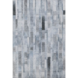 HomeRoots 10' X 14' Washable Blue Ivory & Gray Striped Area Rug with UV Protection for Durable Style & Comfort 695354