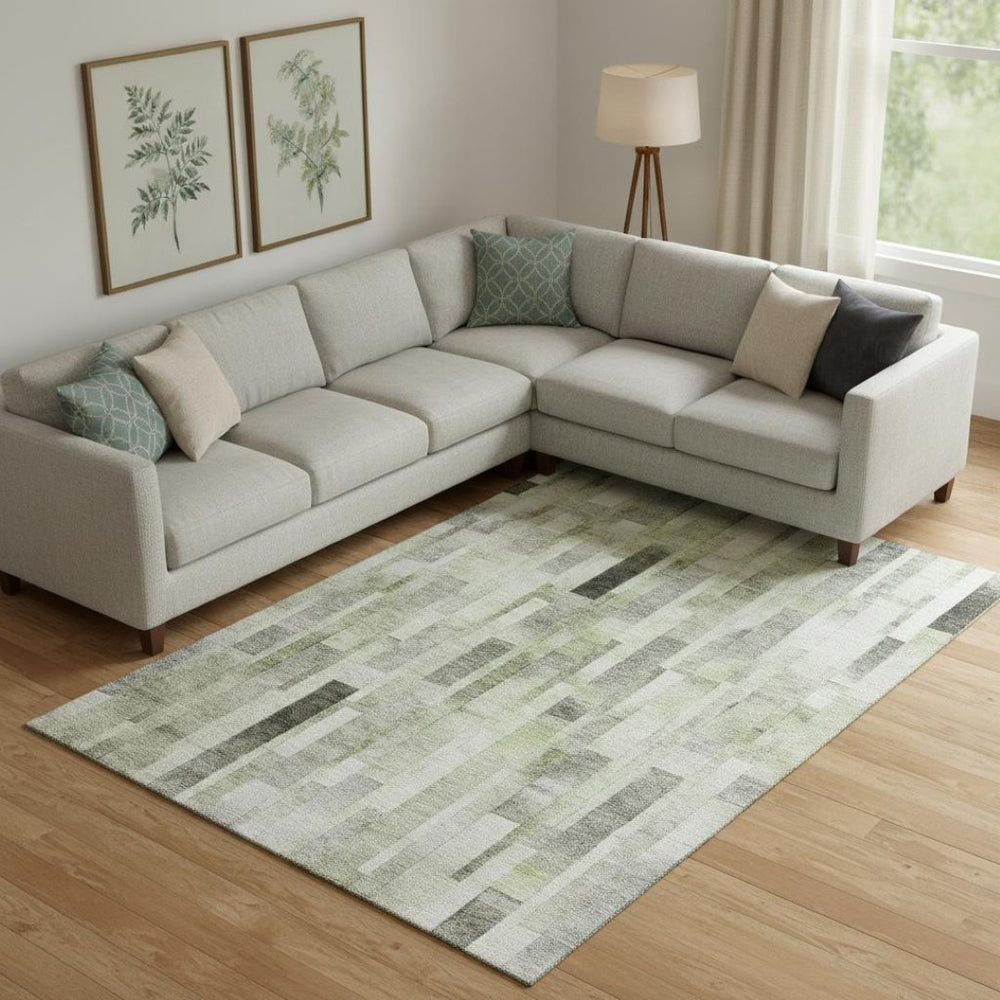 HomeRoots 10' X 14' Washable Striped Area Rug – Durable, Stain Resistant, UV Protected for High-Traffic Spaces 695360