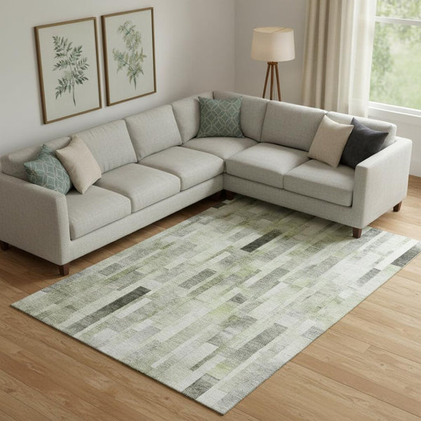 HomeRoots 10' X 14' Washable Striped Area Rug – Durable, Stain Resistant, UV Protected for High-Traffic Spaces 695360