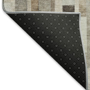 HomeRoots 8' X 10' Washable Taupe Ivory Gray Striped Area Rug with UV Protection for Stylish Homes 695364