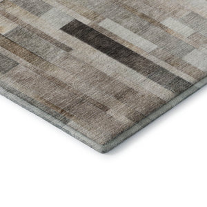 HomeRoots 10' X 14' Taupe Ivory Gray Striped Washable Area Rug - UV Protected, Stain-Resistant, Durable Design 695366
