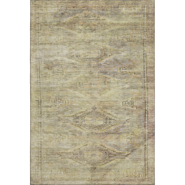 HomeRoots 5' X 8' Artichoke Green Abstract Geometric Area Rug - Durable, Washable, UV Protected & Stylish! 695368