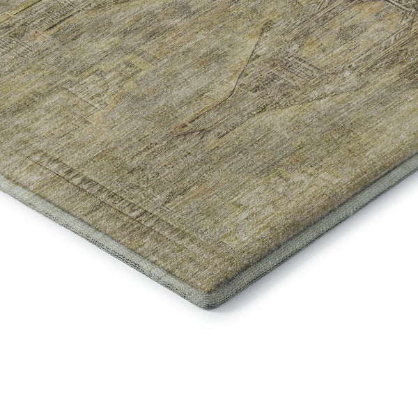 HomeRoots 5' X 8' Artichoke Green Abstract Geometric Area Rug - Durable, Washable, UV Protected & Stylish! 695368